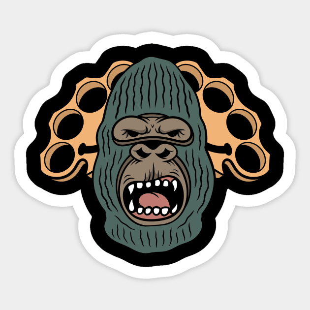 Gorilla and Fight Sticker by gggraphicdesignnn